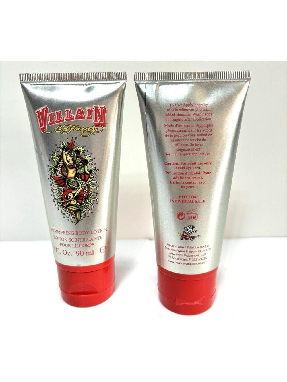 2pc Ed Hardy Villain Shimmering Body Lotions 3 Fl Oz./90ml Discontinued NEW - Picture 2 of 4